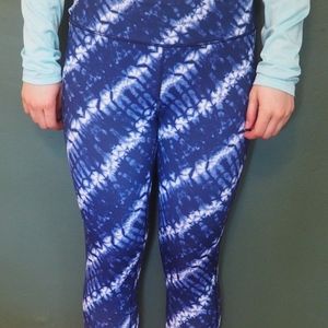 Blue and White Striped Workout Leggings